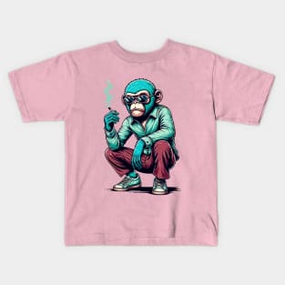 Retro Rebel: 70s Fashion smoking monkey in Shades Kids T-Shirt